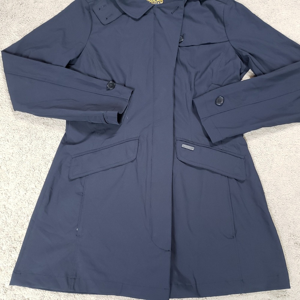 Woolrich Fayette Tech Trench Coat Womens Large L Black Waterproof Hooded Rain - Picture 7 of 16